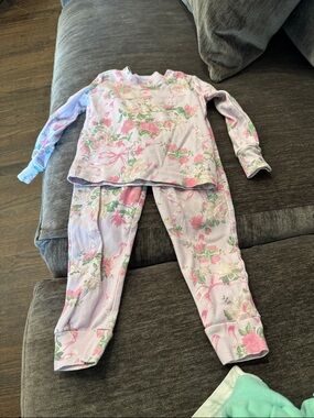 LoveShackFancy Pink Floral Long-Sleeve Kids Pajama Set